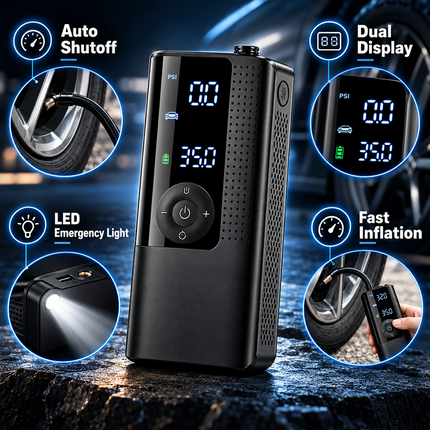 Torviatech™ Portable Air Pump & Smart Tire Inflator