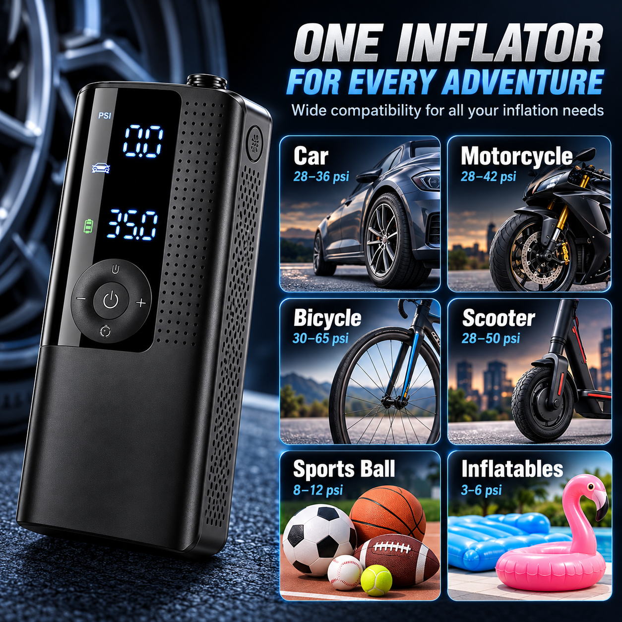 Air pump accessories and compatible inflatables